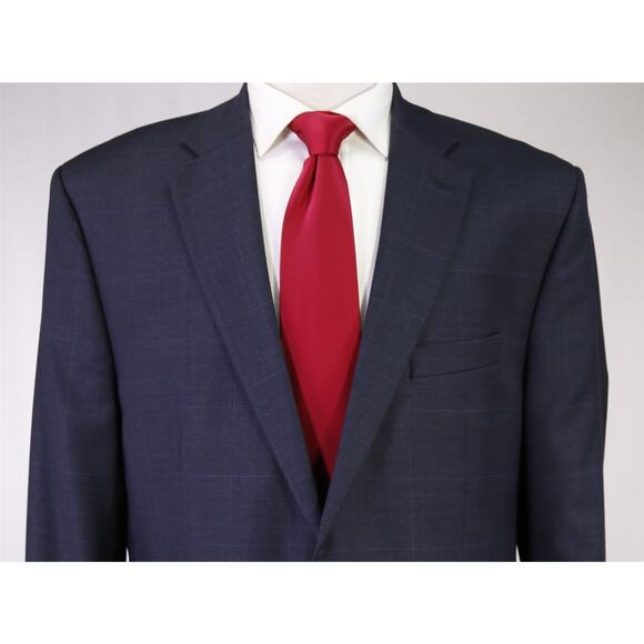 Lauren Ralph Lauren Men's Navy Blue Windowpane Wool 2-Btn Suit 42L - Picture 3 of 9